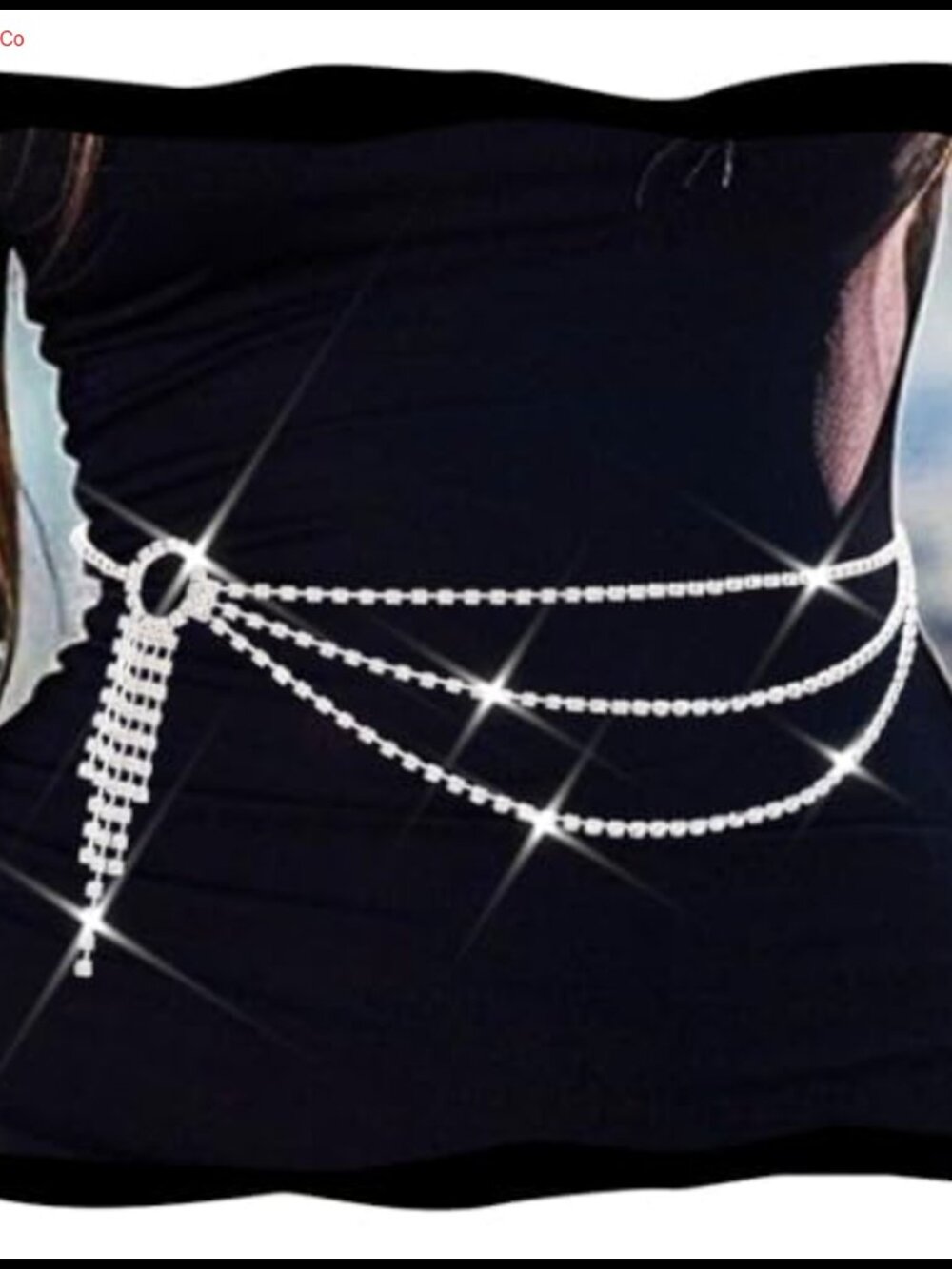 Rhinestone Chain Belt Sparkly Crystal Waist Accessory for Dress